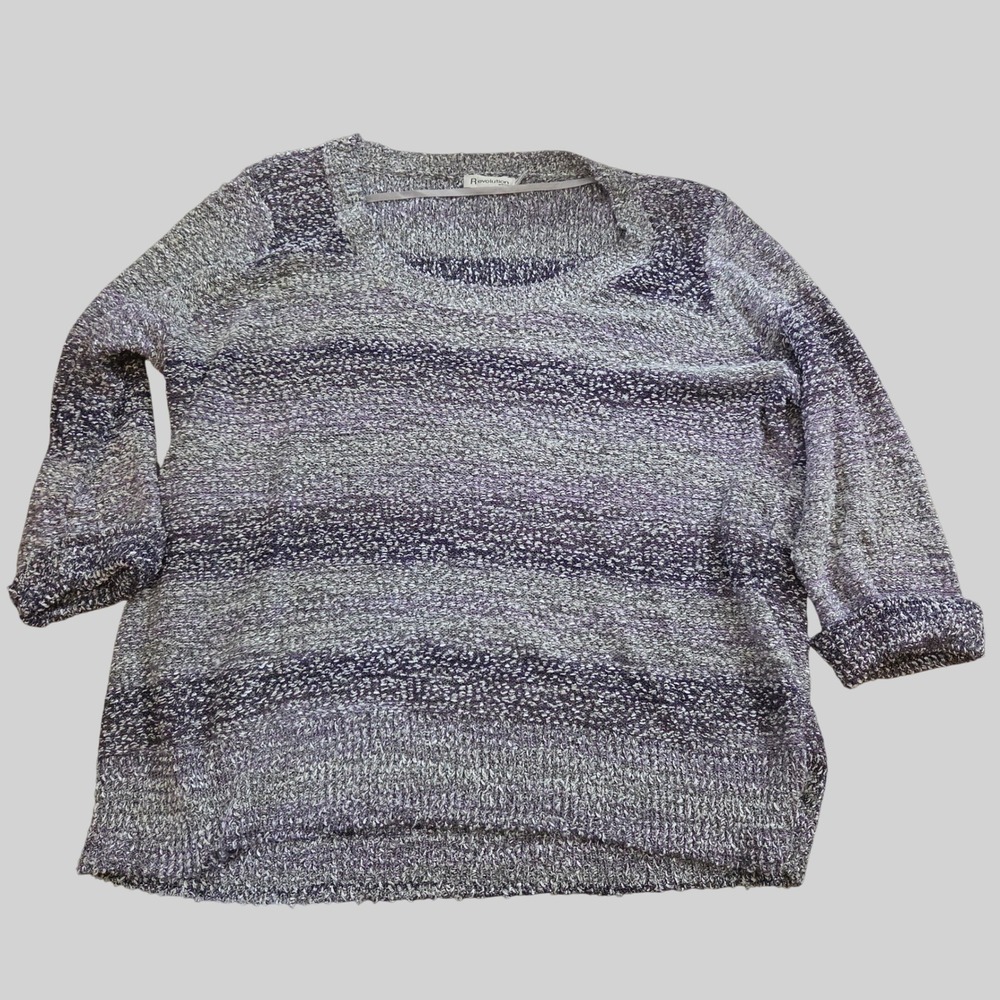 Revolution by Ricki's Purple Space Dye Scoop Neck Sweater XXL Slub Pullover